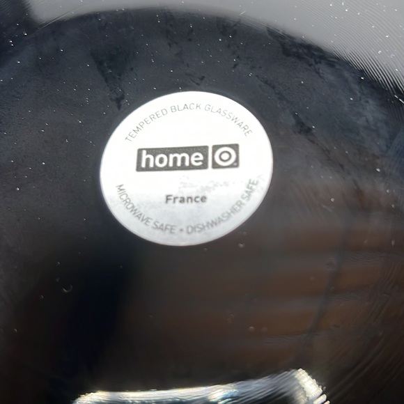 Tempered Black Glassware Salad Lunch Plates Set 4 France New - Picture 4 of 4